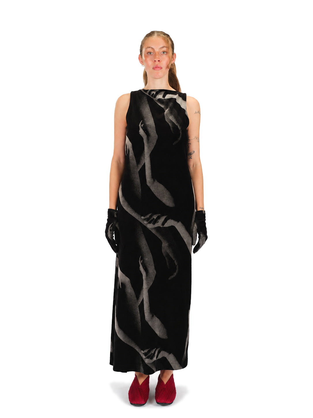 ISSEY MIYAKE Hands of Lover Velour Dress Black-Hued no.17 / 3 IM68JH210