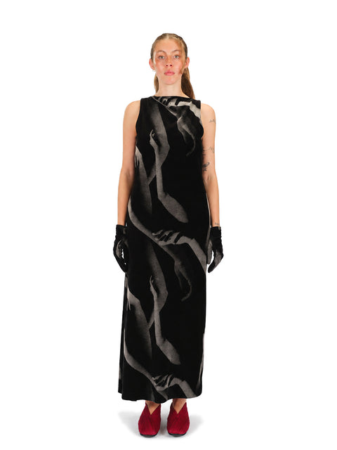 ISSEY MIYAKE Hands of Lover Velour Dress Black-Hued no.17 / 3 IM68JH210
