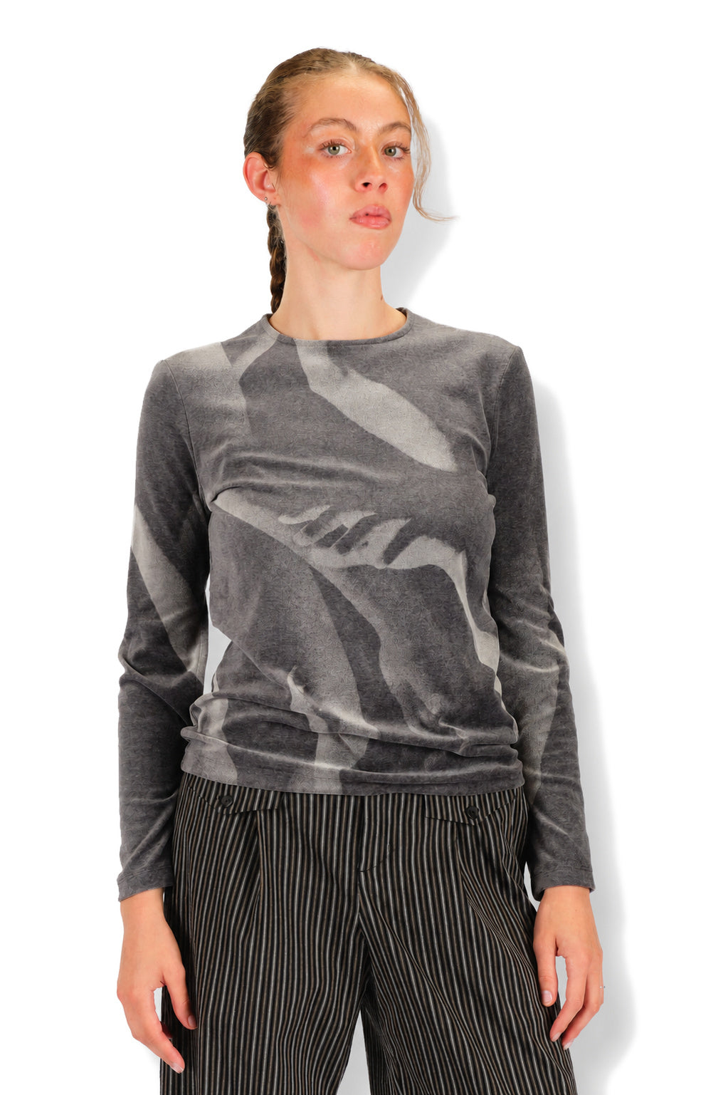 ISSEY MIYAKE Hands of Lover Velour Top Gray-Hued no.16 / 2 IM68JK209
