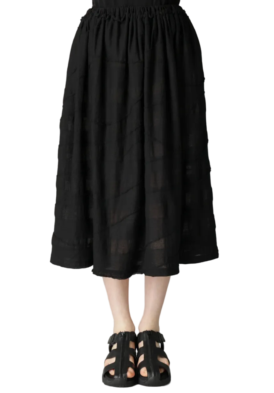 Yohji Yamamoto Jacquard Gather Detail Skirt BLACK / 2 FK-T32-077-2