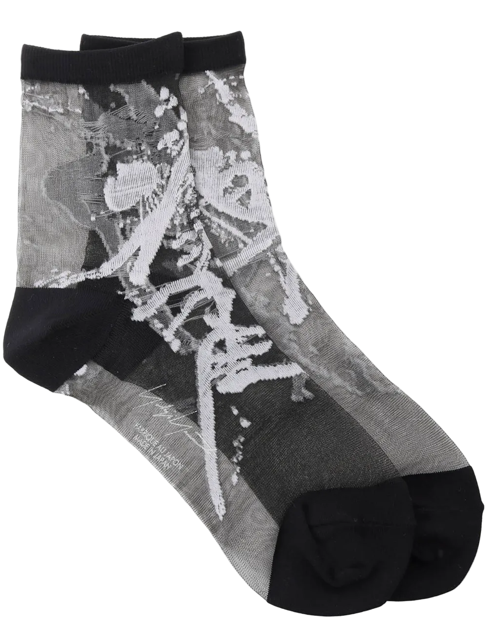 Yohji Yamamoto Motif Kanji Socks BLACK X WHITE / 2 FK-M02-661-2