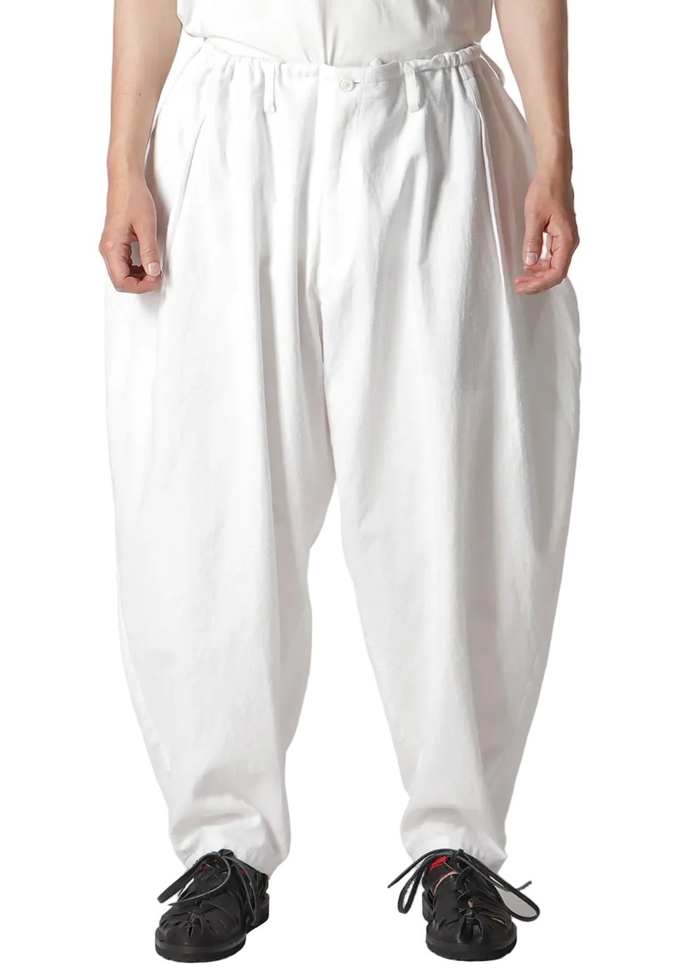 Yohji Yamamoto Khadi Cotton Drape Pants WHITE / 2 HK-P64-039-2