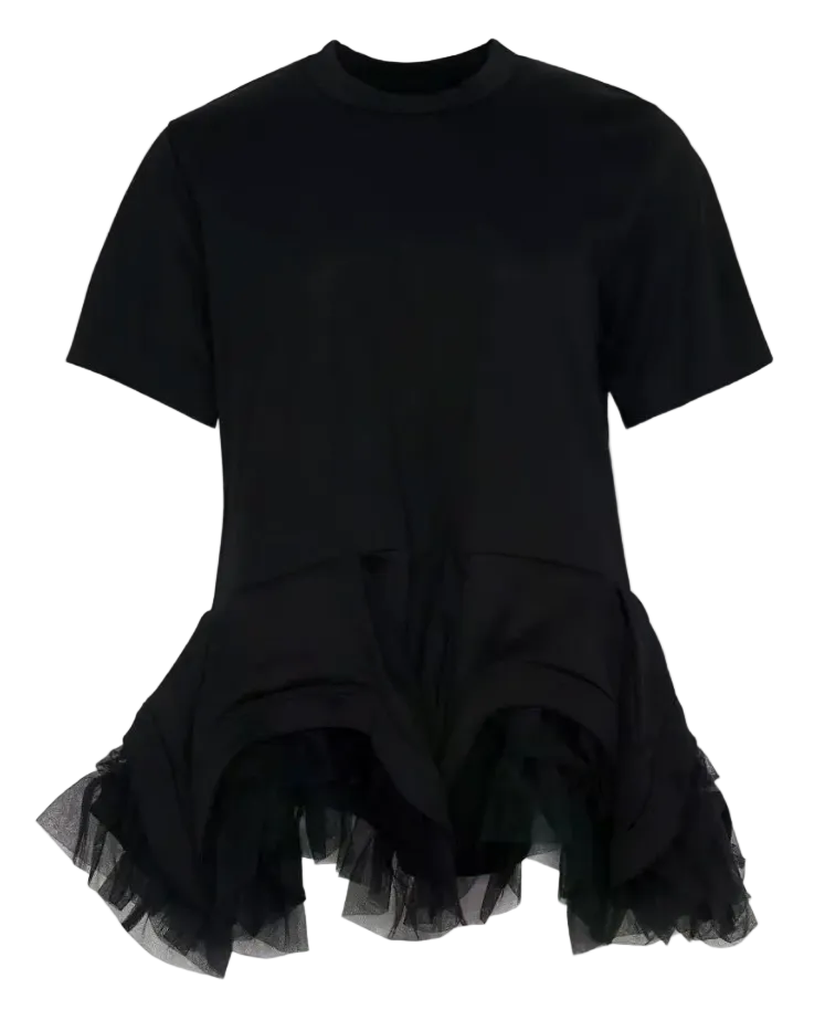 Noir Kei Ninomiya Tulle Peplum T-Shirt BLACK / S 3R-T026-051-1-2