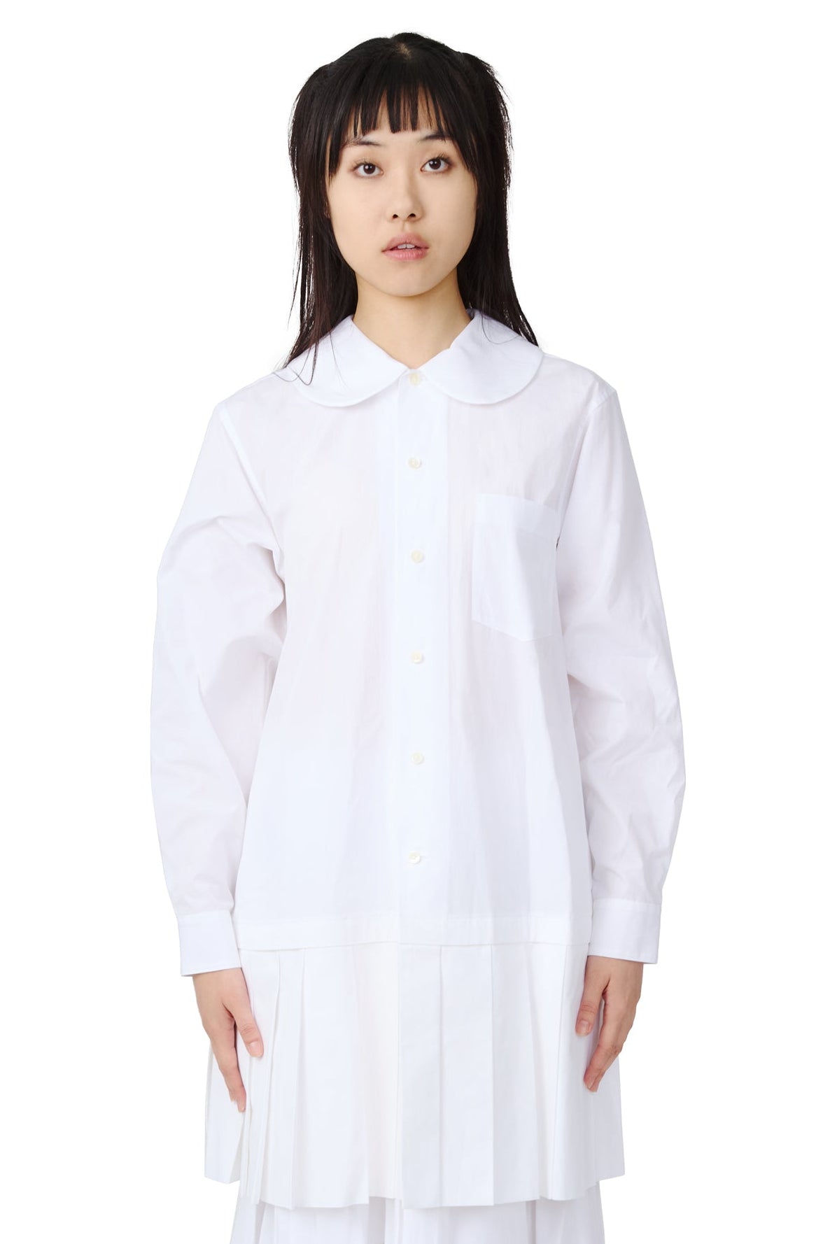 Pleated White Shirtdress