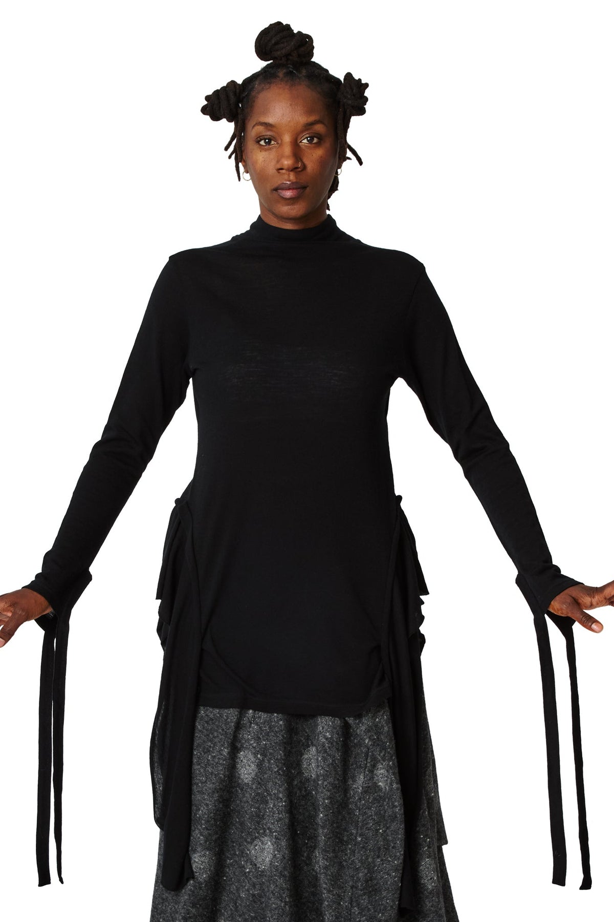 DRAPED HEM HIGH NECK PO