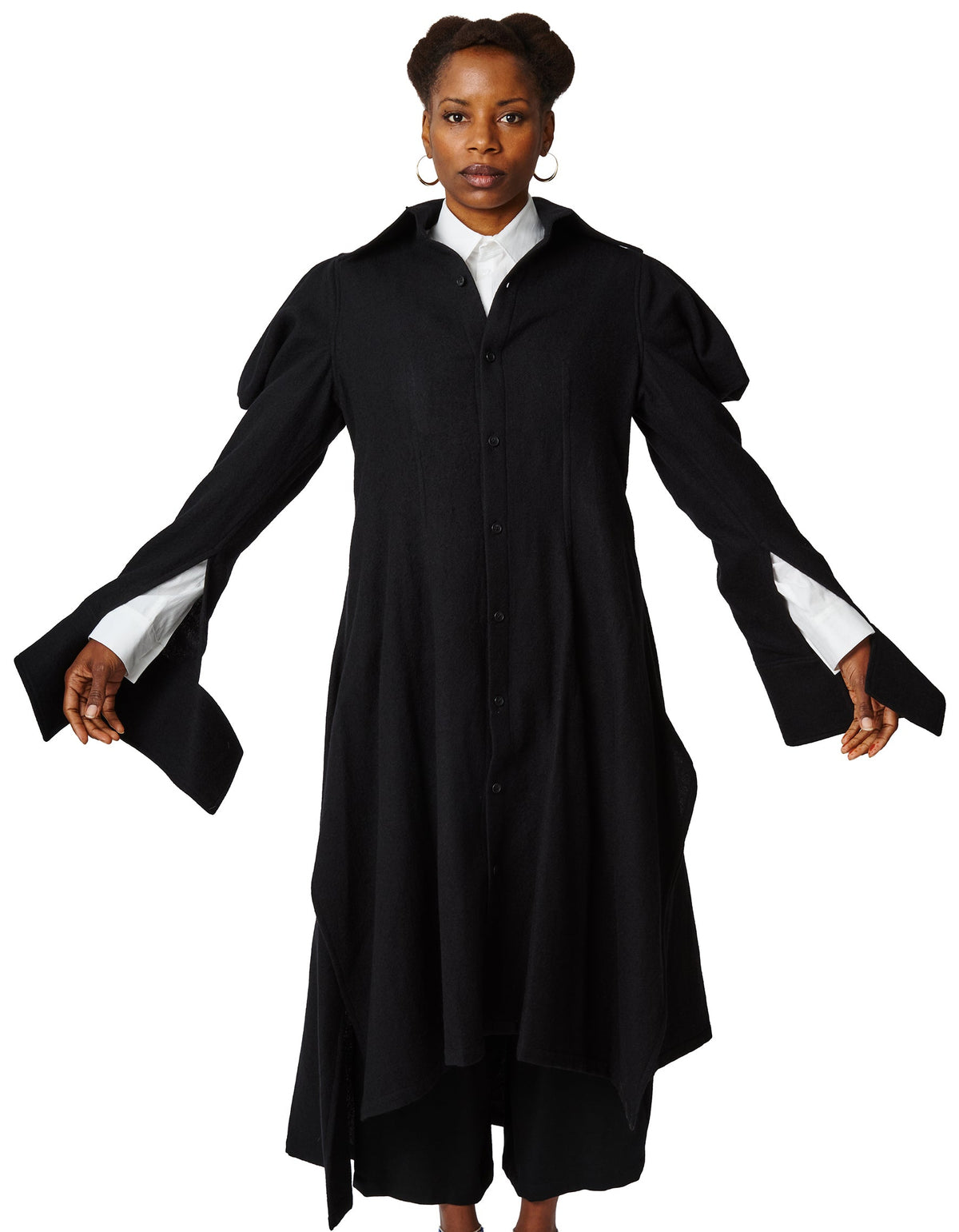 PUFFED SLEEVES SHIRT DRESS