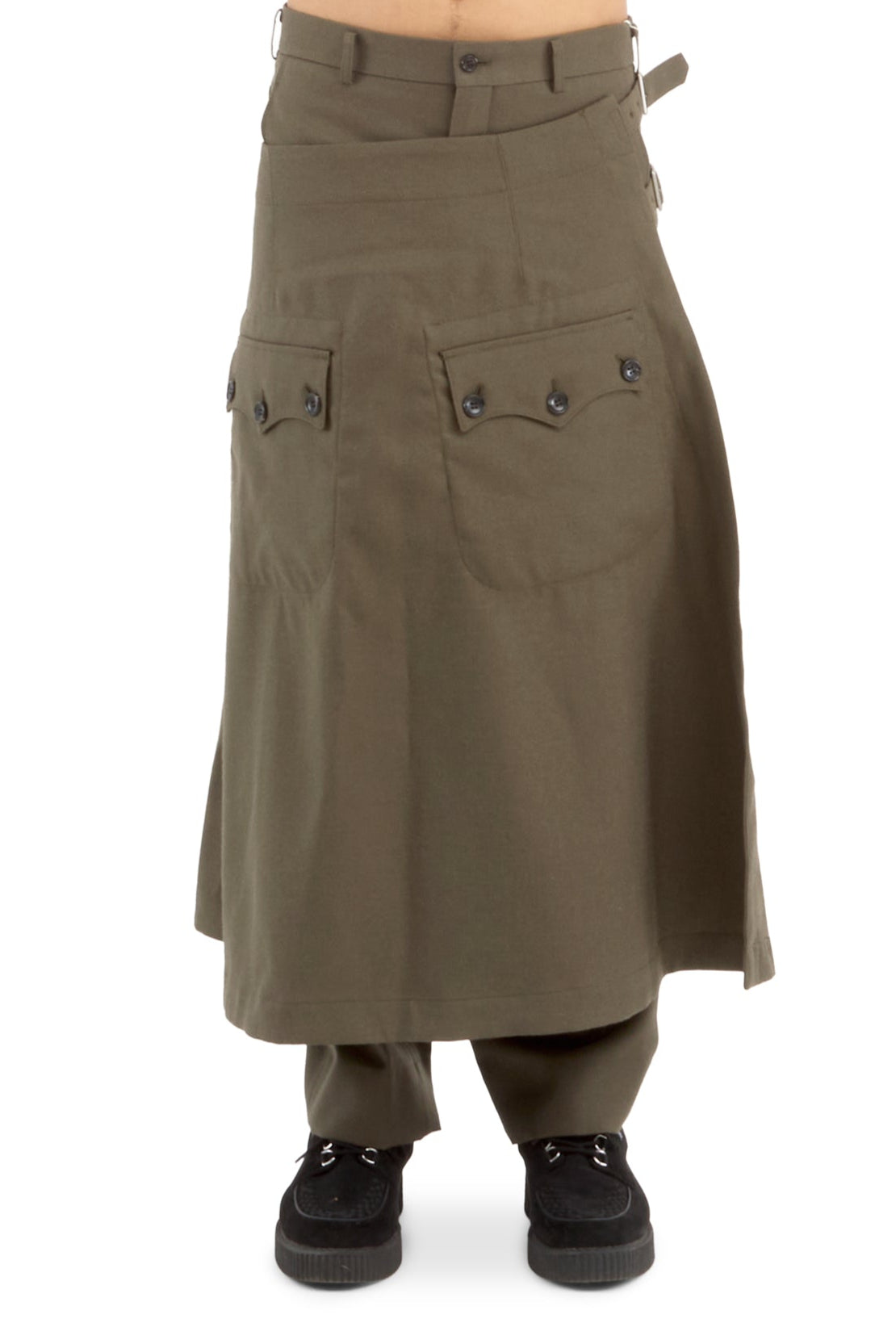 Layered Wrap Around Wool Trousers