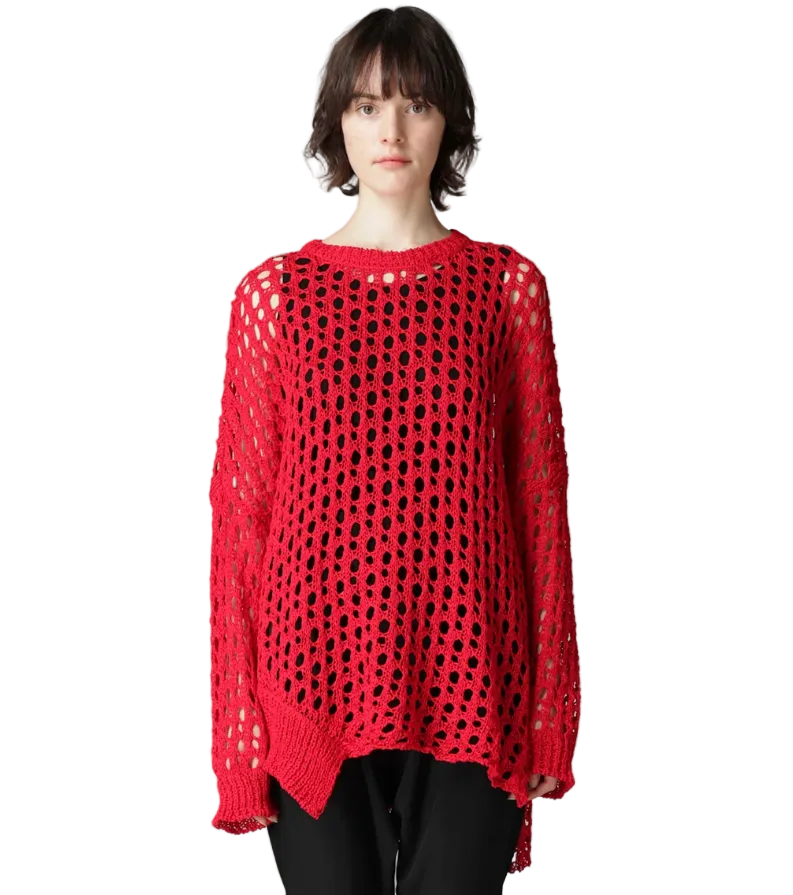 Yohji Yamamoto Knit Round Neck Pullover RED / 2 FK-K11-093-2