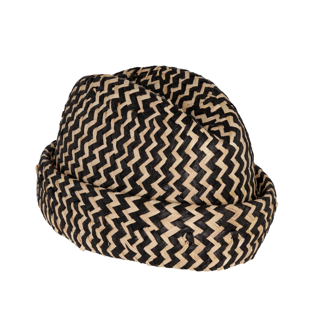 Henrik Vibskov Newspaper Straw Hat BLACK NATURAL STRAW / 57 SS26KEYS909-BLACK-NATURAL-STRAW