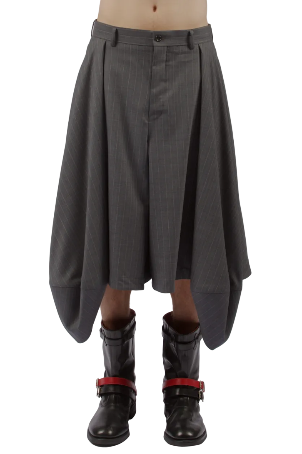 COMME des GARÇONS Homme Plus Pinstripe Wide Shorts GRY/BLU/OFF WHT / M PQ-P011-S26-1-3