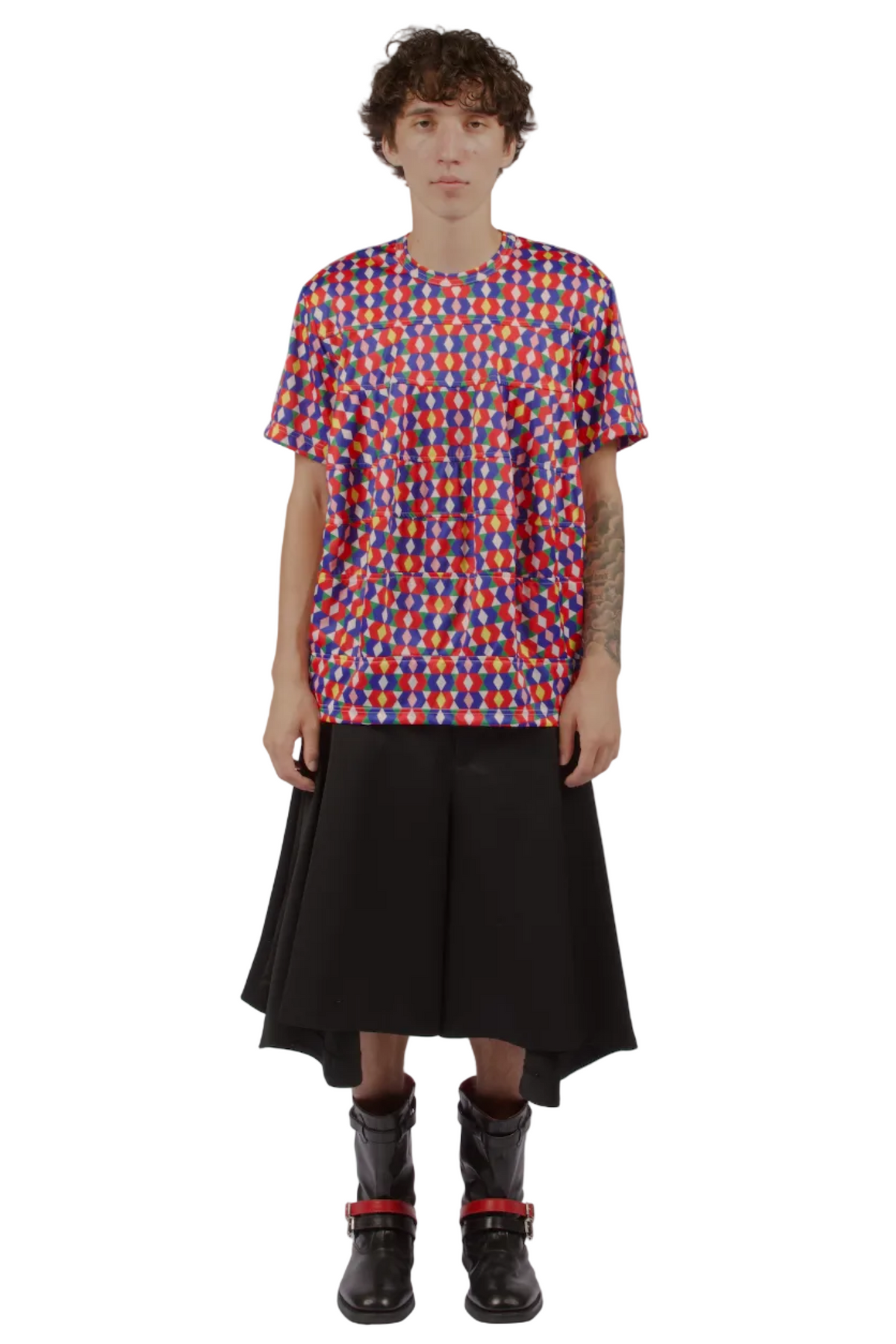 COMME des GARÇONS Homme Plus Red Diamond Panel T-Shirt PINK/MULTI / S PQ-T007-S26-1-2