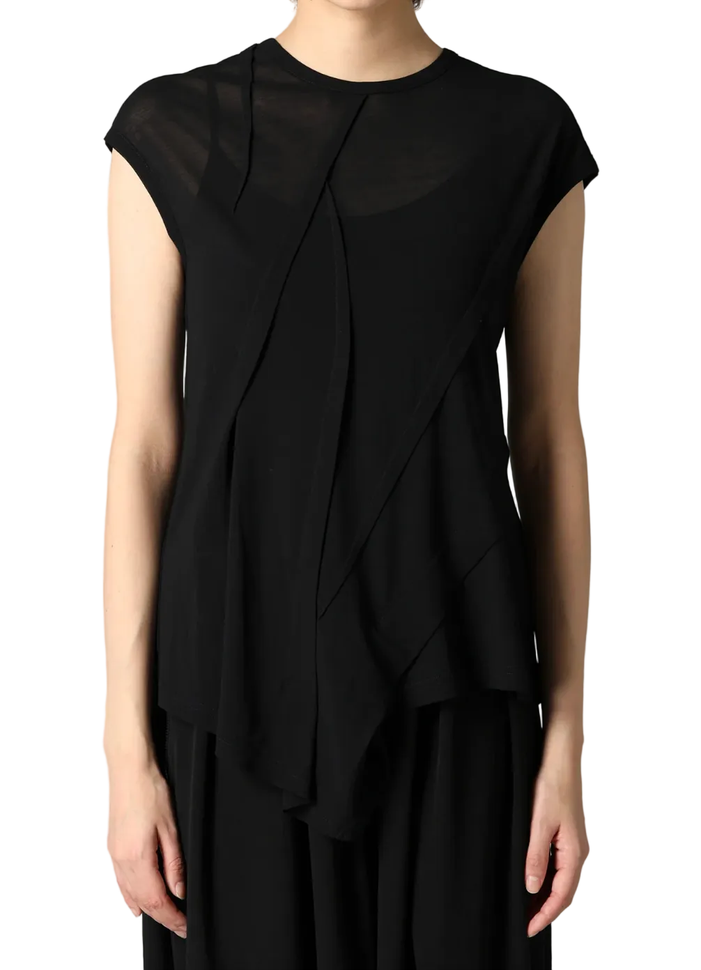 Yohji Yamamoto High Twisted Jersey Tuck Short Sleeve T BLACK / 2 FK-T37-080-2