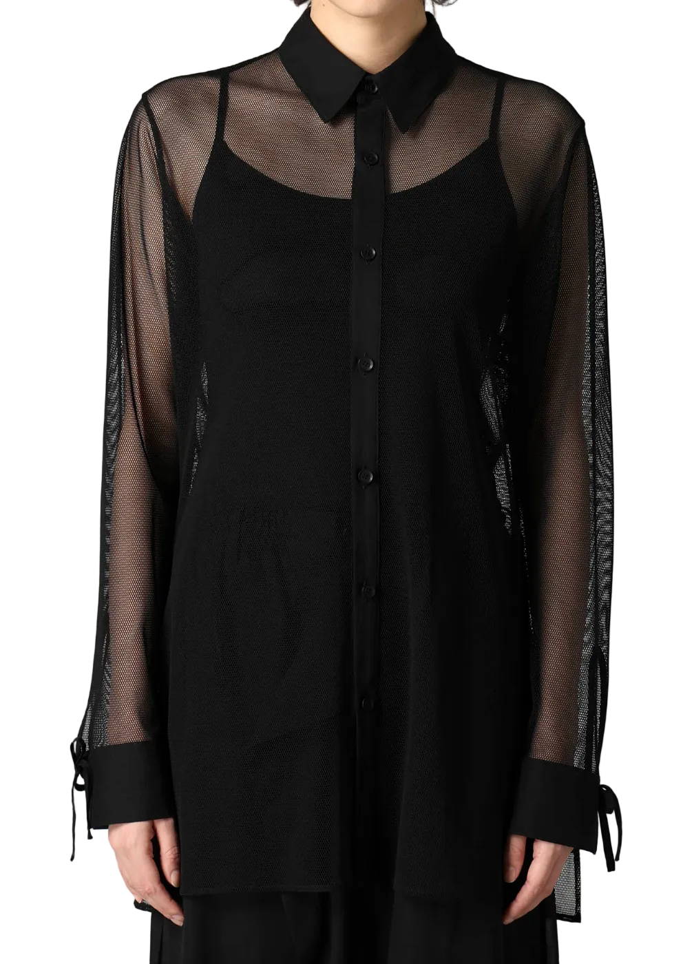 Yohji Yamamoto Tulle String Detail Shirt BLACK / 1 FK-B62-900-1