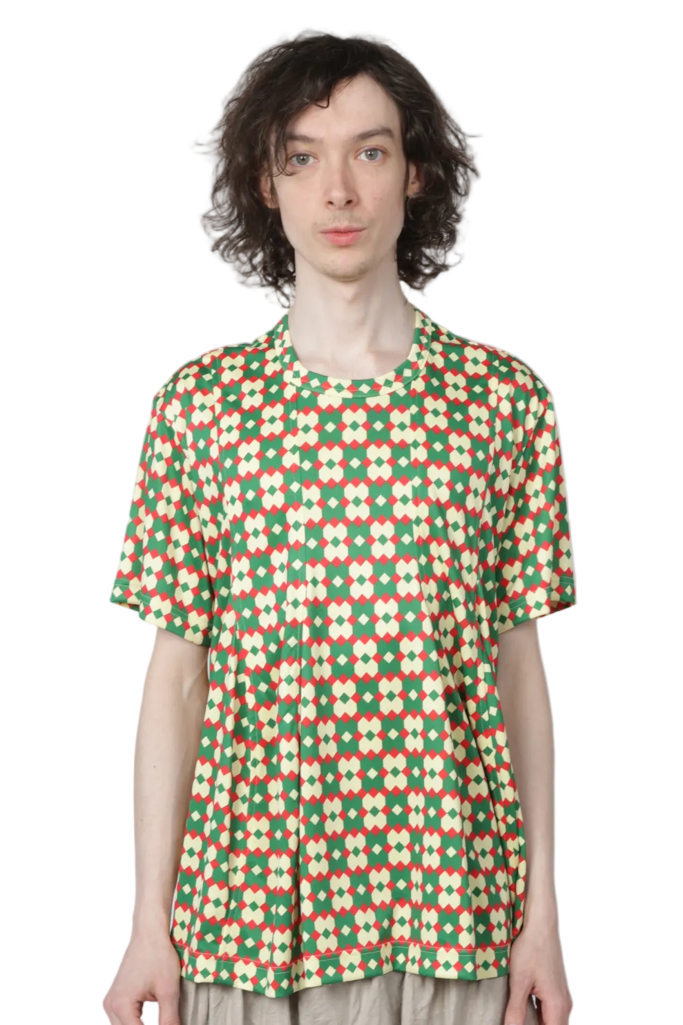 COMME des GARÇONS Homme Plus Men's Diamond Panel T-Shirt YELLOW/GREEN/RED / S PQ-T001-S26-1-2