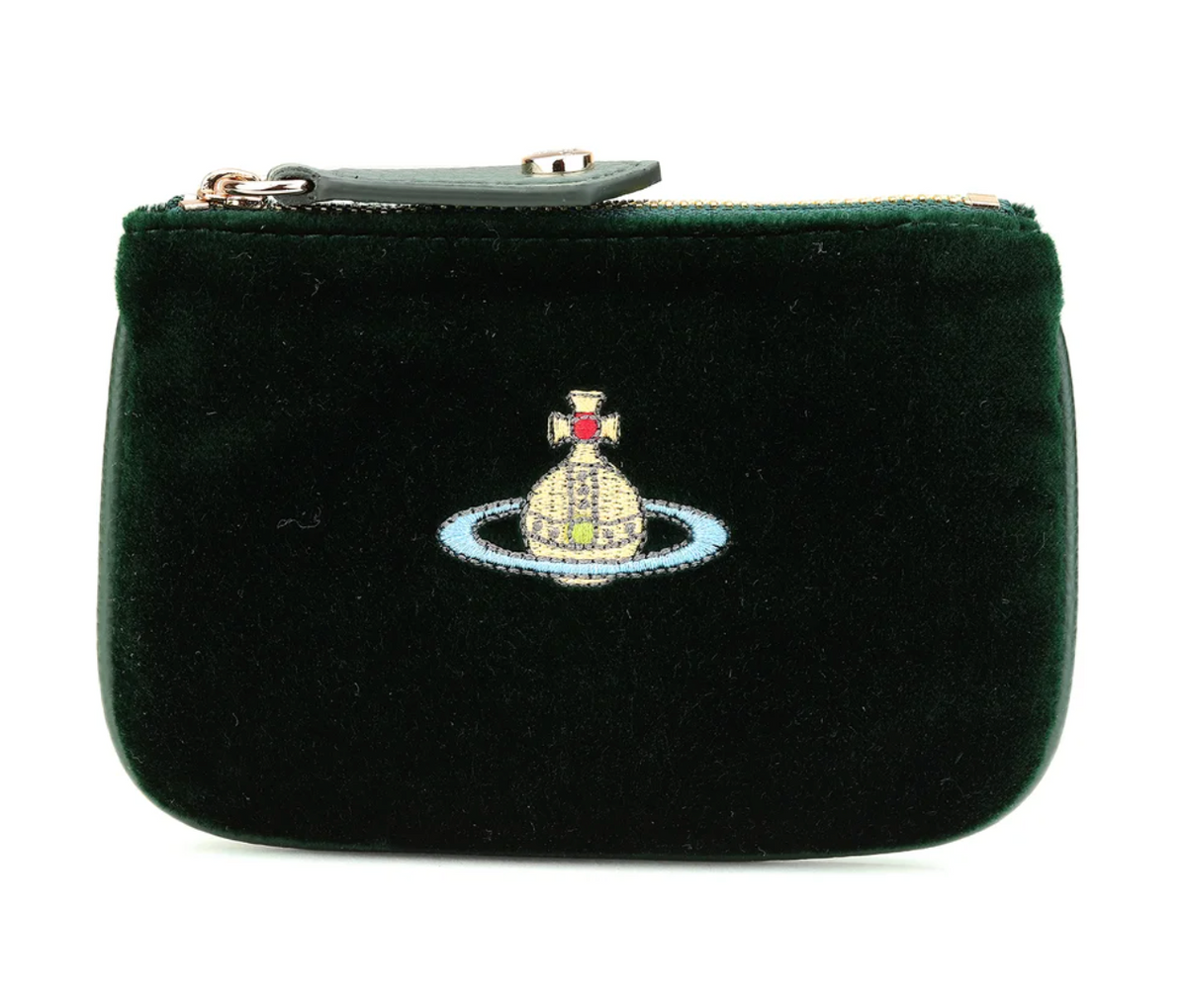 Vivienne Westwood Embroidered Orb Velvet Coin Purse Green / OS 51010007U-W00BX-PF-Green-OS