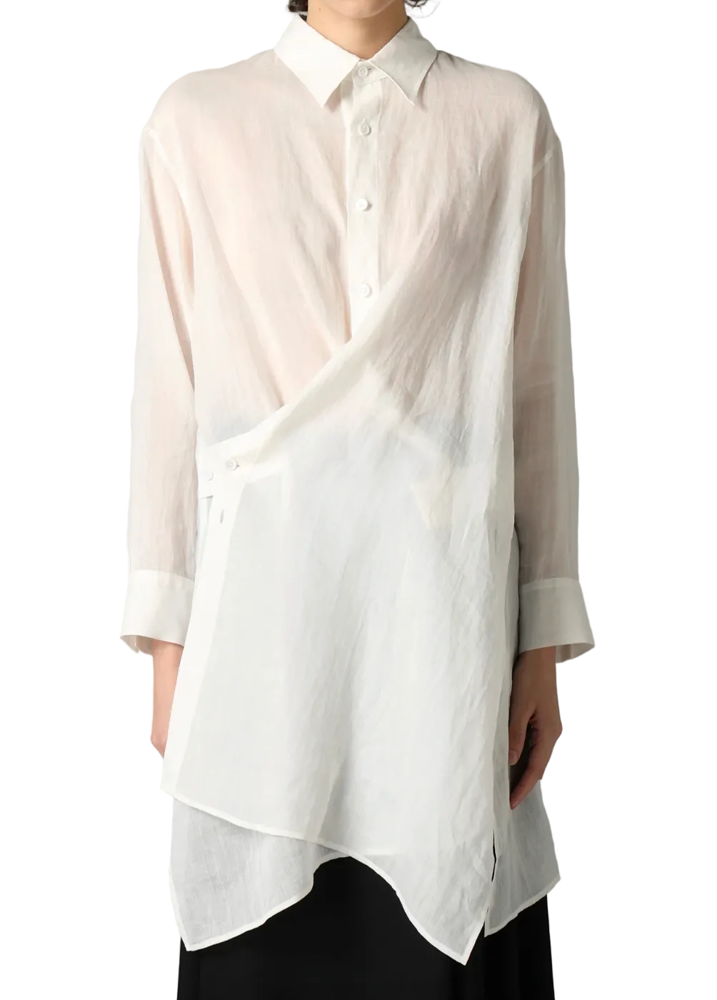 Yohji Yamamoto Hand Painted Wrap Relaxed Fit Blouse WHITE / 1 FK-B60-310-1