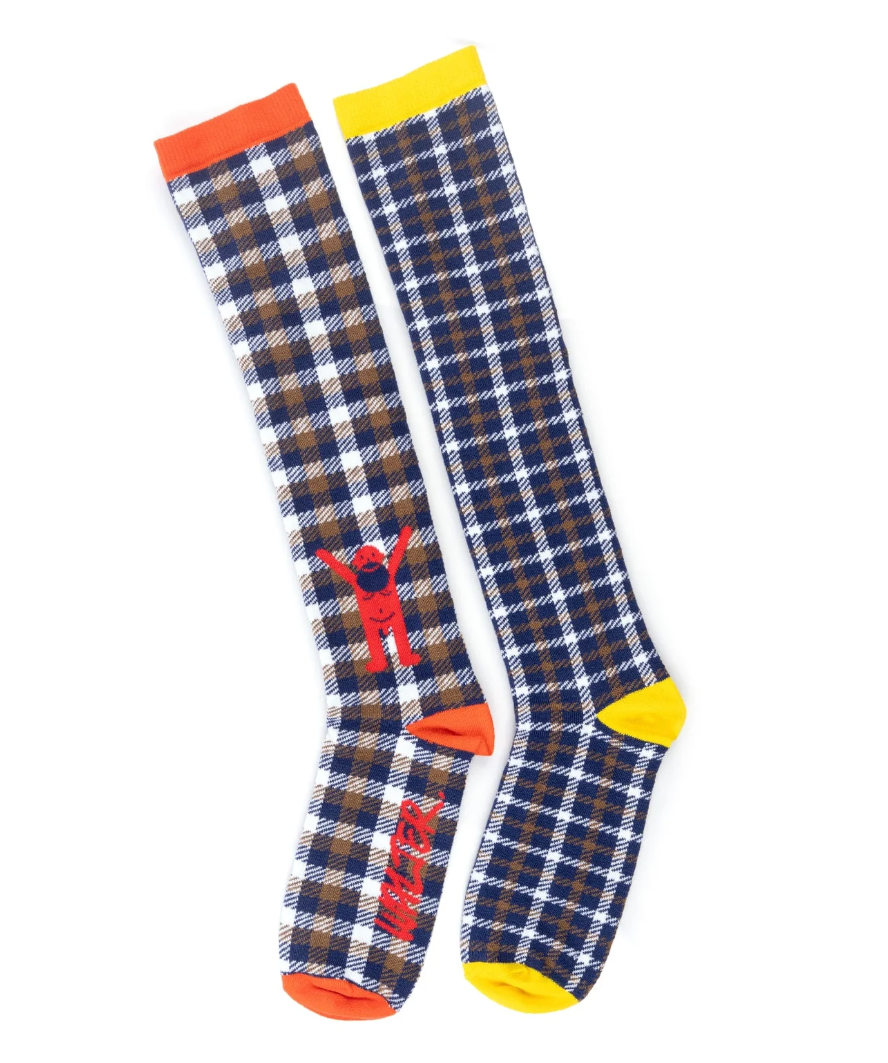 Walter Van Beirendonck A-symmetric Check Socks Comb. I Blue / OS L 9002-BLUE