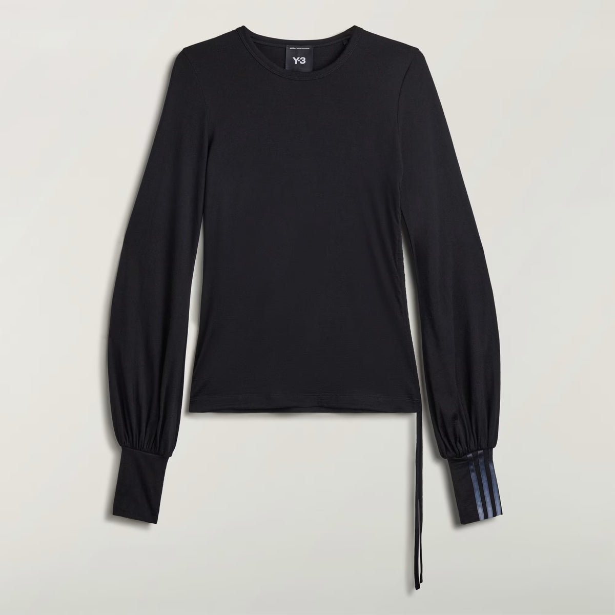 Y-3 Wool Cinched Drape Long Sleeve T-Shirt BLACK / XS KS1425-BLACK-XS