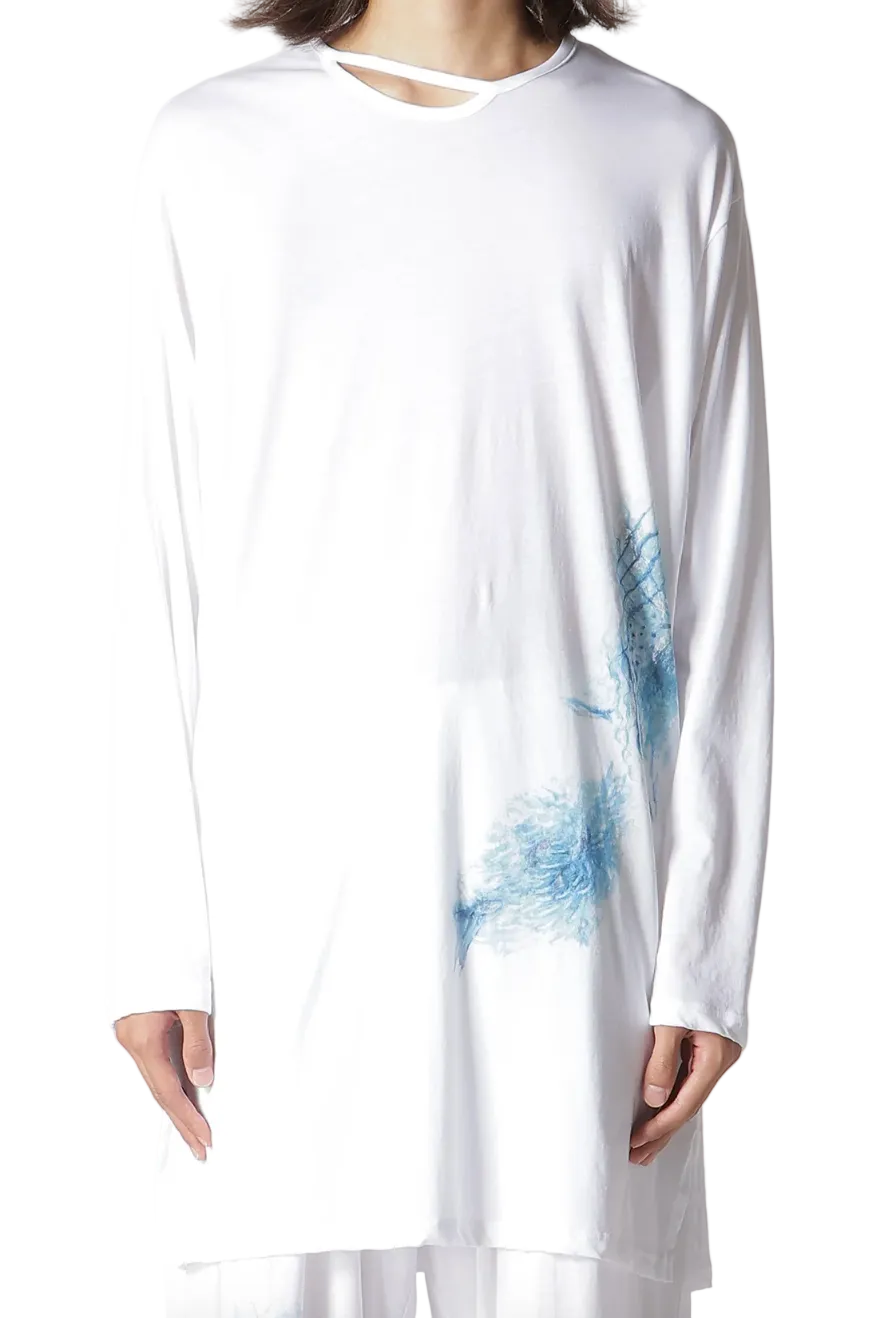 Yohji Yamamoto D Neck Jersey Long Sleeve Shirt WHITE / 3 HK-T92-989-1