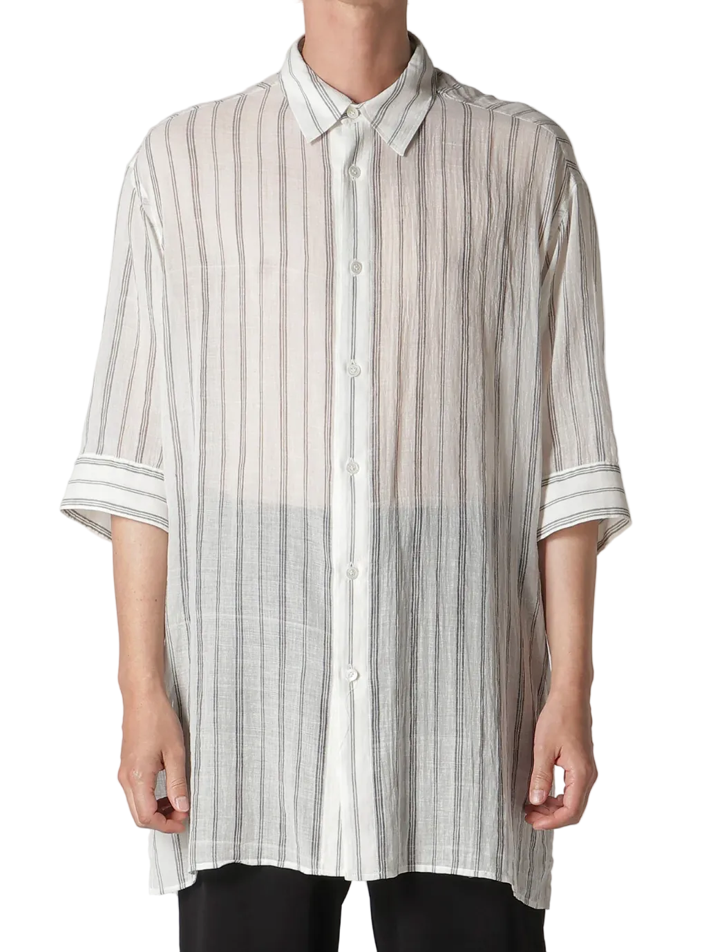 Yohji Yamamoto Khadi Striped Blouse OFF WHITE / 2 HK-B51-058-2