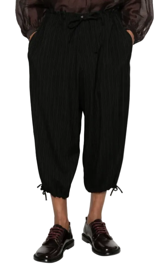 Yohji Yamamoto Pinstripe String Pants BLACK / 2 HK-P54-227-2