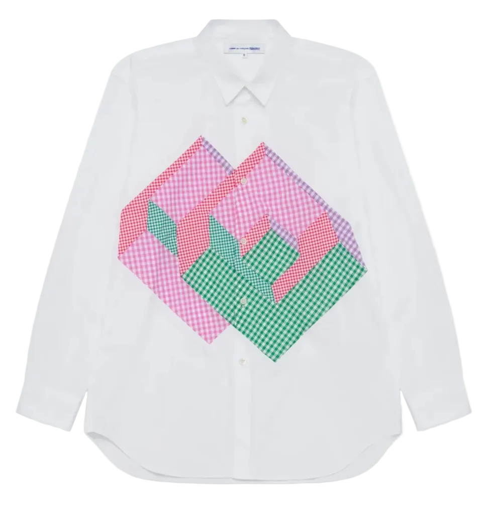 COMME des GARÇONS SHIRT Geometric Check Pattern Button Up WHITE X MIX / M FQ-B019-S26-1