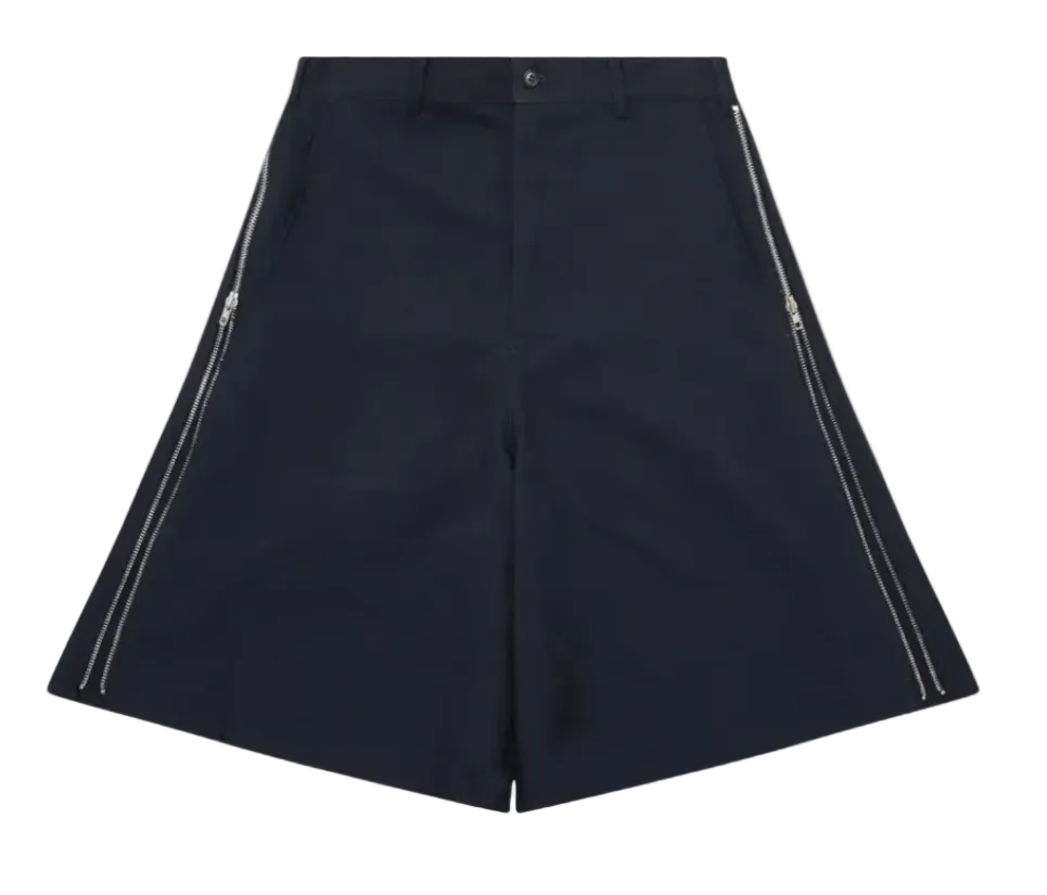 COMME des GARÇONS SHIRT Zipper Detail Wide Shorts NAVY / M FQ-P502-S26-2