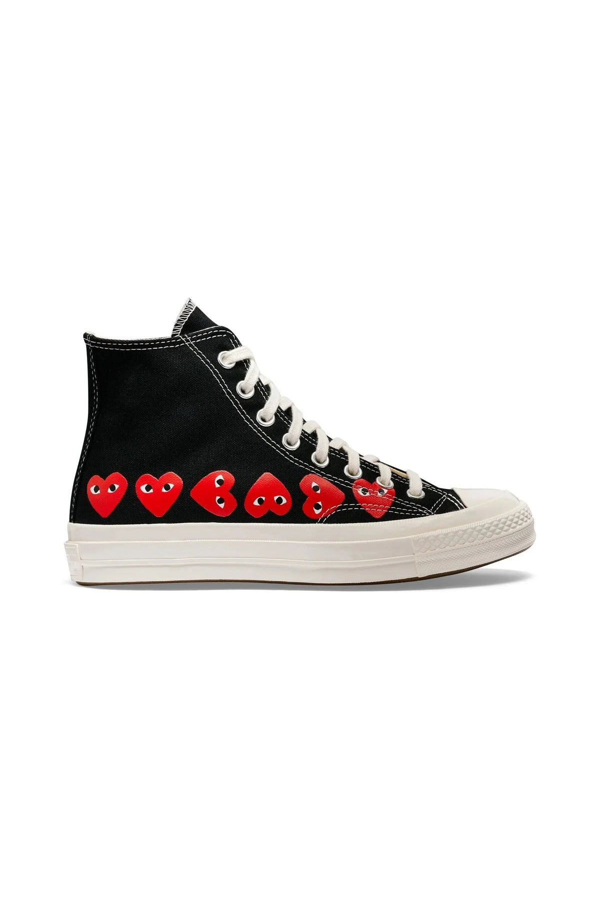 COMME DES GARÇONS PLAY CONVERSE CdG PLAY Converse Multi Heart Black High Top Sneakers Black / US3 P1K127-BLACK-US3
