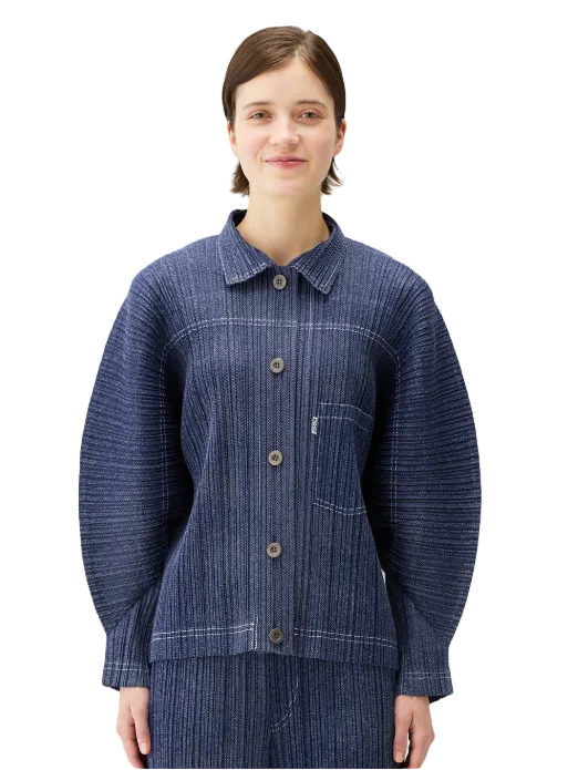 PLEATS PLEASE ISSEY MIYAKE Cotton Denim Jacket NAVY No. 75 / 3 PP66JC212-75-03