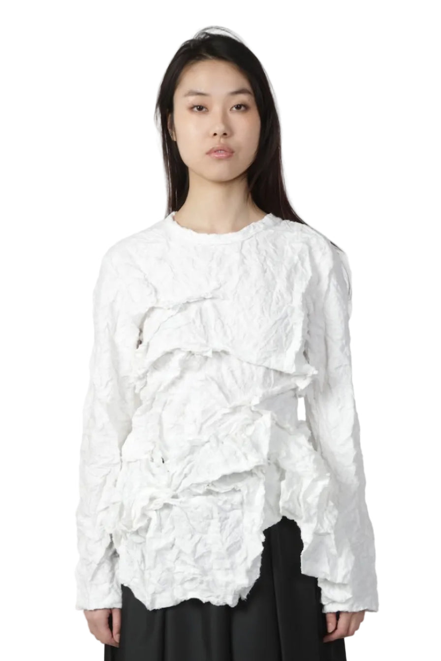 COMME des GARÇONS Wrinkled Long Sleeve WHITE - WHITE / S GQ-T019-S26
