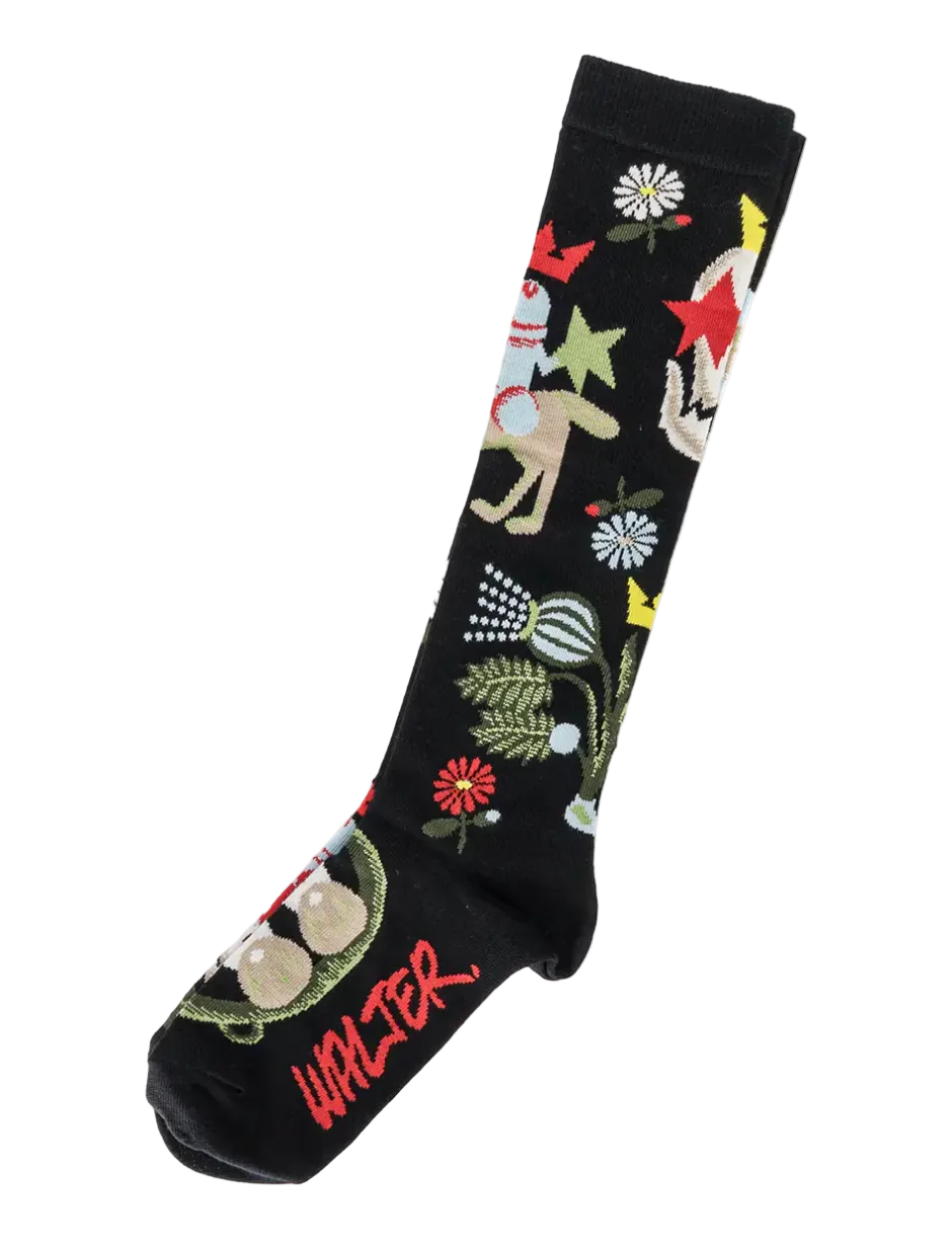 Walter Van Beirendonck Crown Socks Black WVB-9002-BLACK-SS26