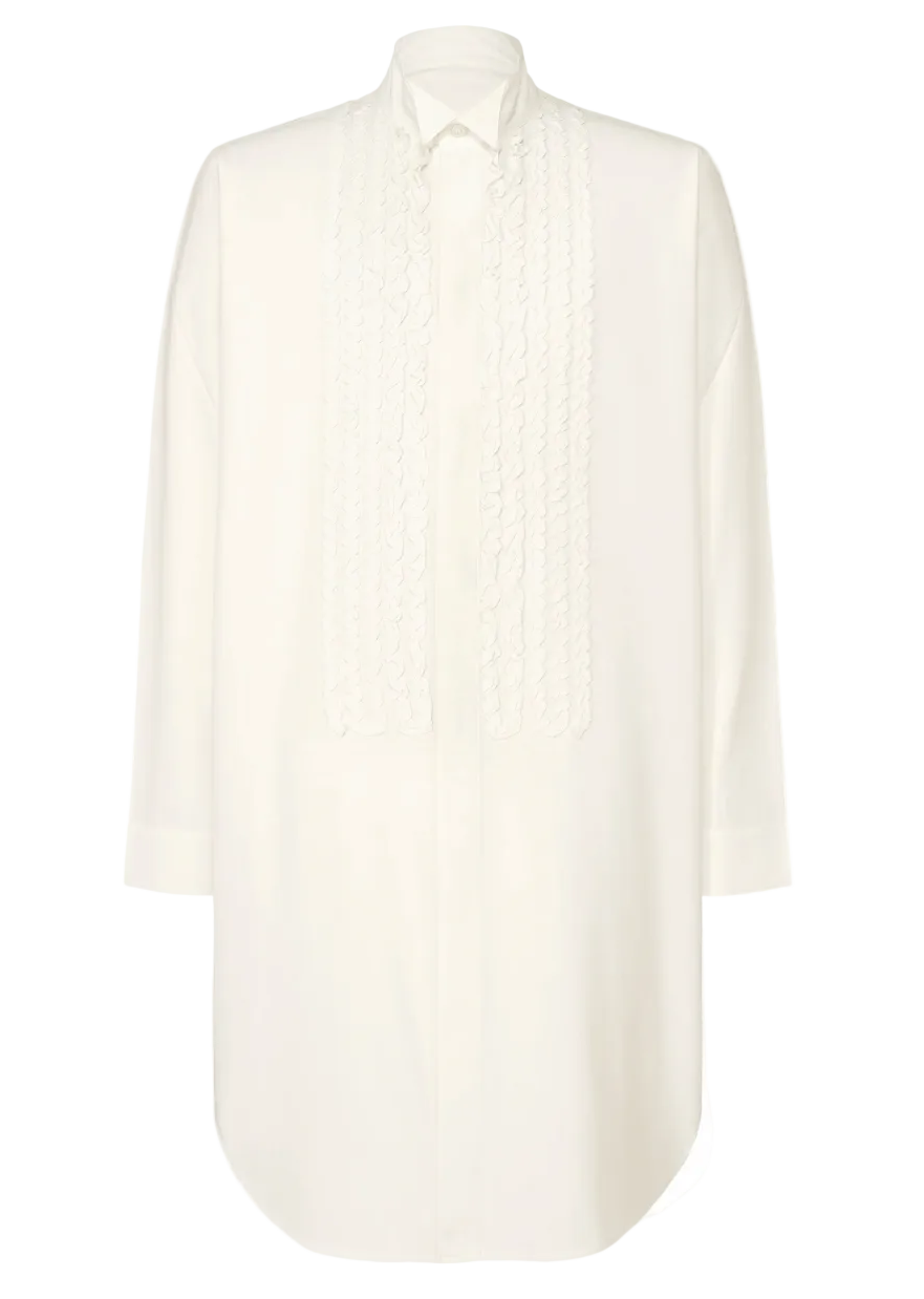 HOMME PLISSÉ ISSEY MIYAKE Embroidery Press Shirt WHITE No.01 / 3 HP66FJ313-BLACK