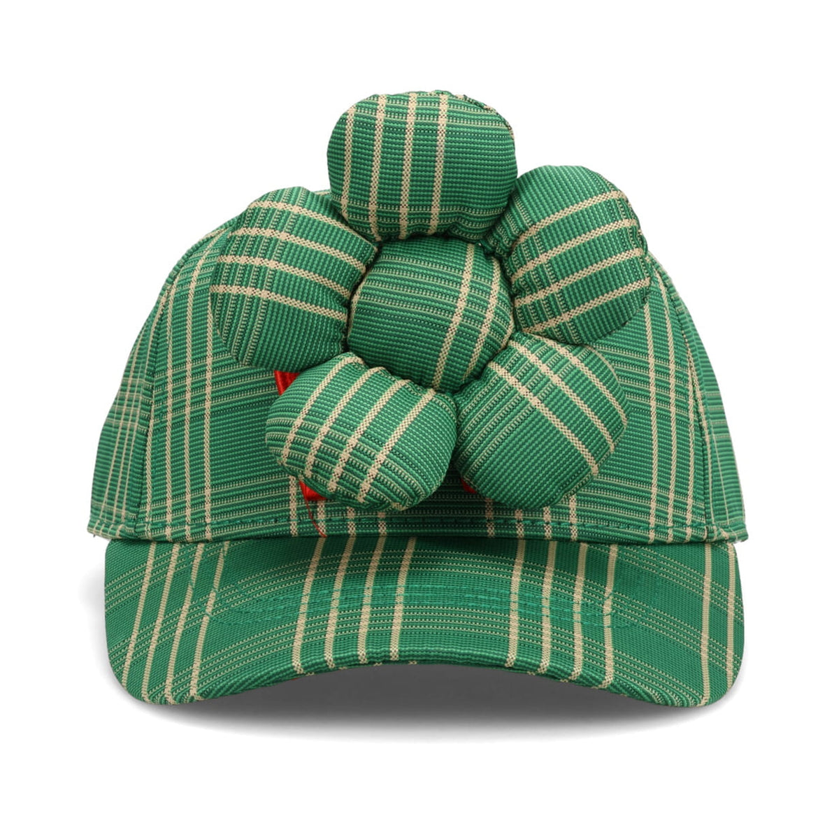 Walter Van Beirendonck Flower Cap in fern green check, front