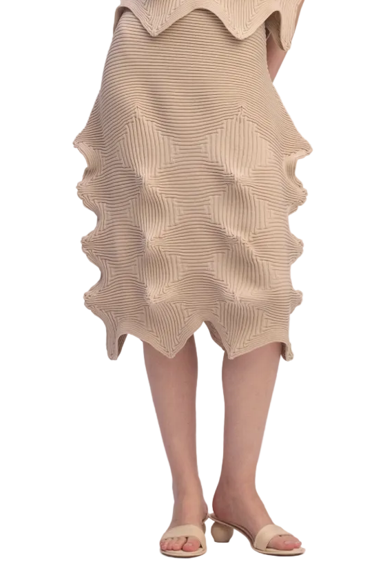 ISSEY MIYAKE Linkage Skirt EMU BEIGE No.48 / 2 IM66KG782-BEIGE-SKIRT