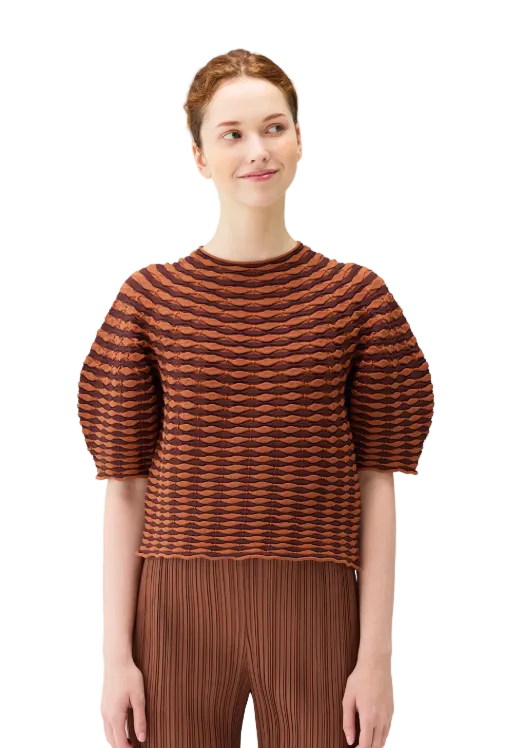 PLEATS PLEASE ISSEY MIYAKE Colorful Mushroom Knit BROWN No.44 / OS PP66KK831-BROWN