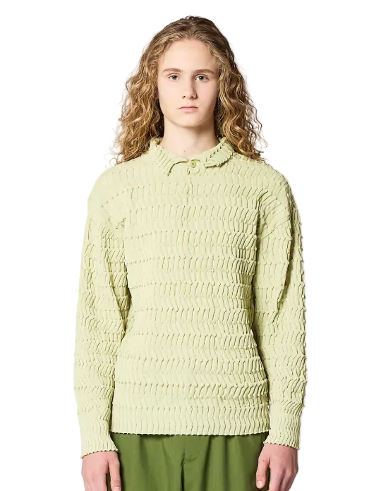 ISSEY MIYAKE Zig Zag Rib Knit LIGHT GREEN No.60 / 3 LA66KN235-SAGE GREEN
